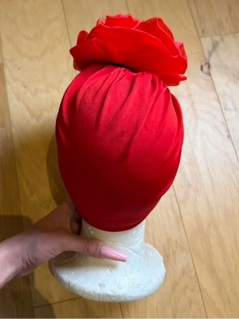 Red Floral Turban Headwrap for Women